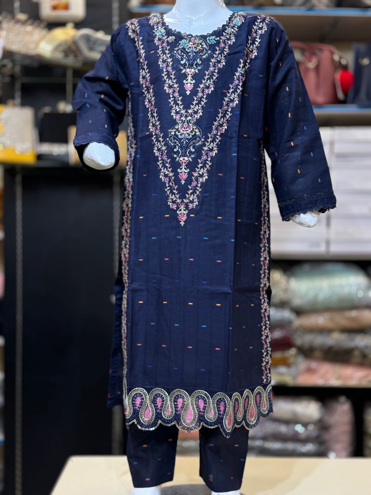 Self Lawn Embroidered 2 Pc Suit For Girls