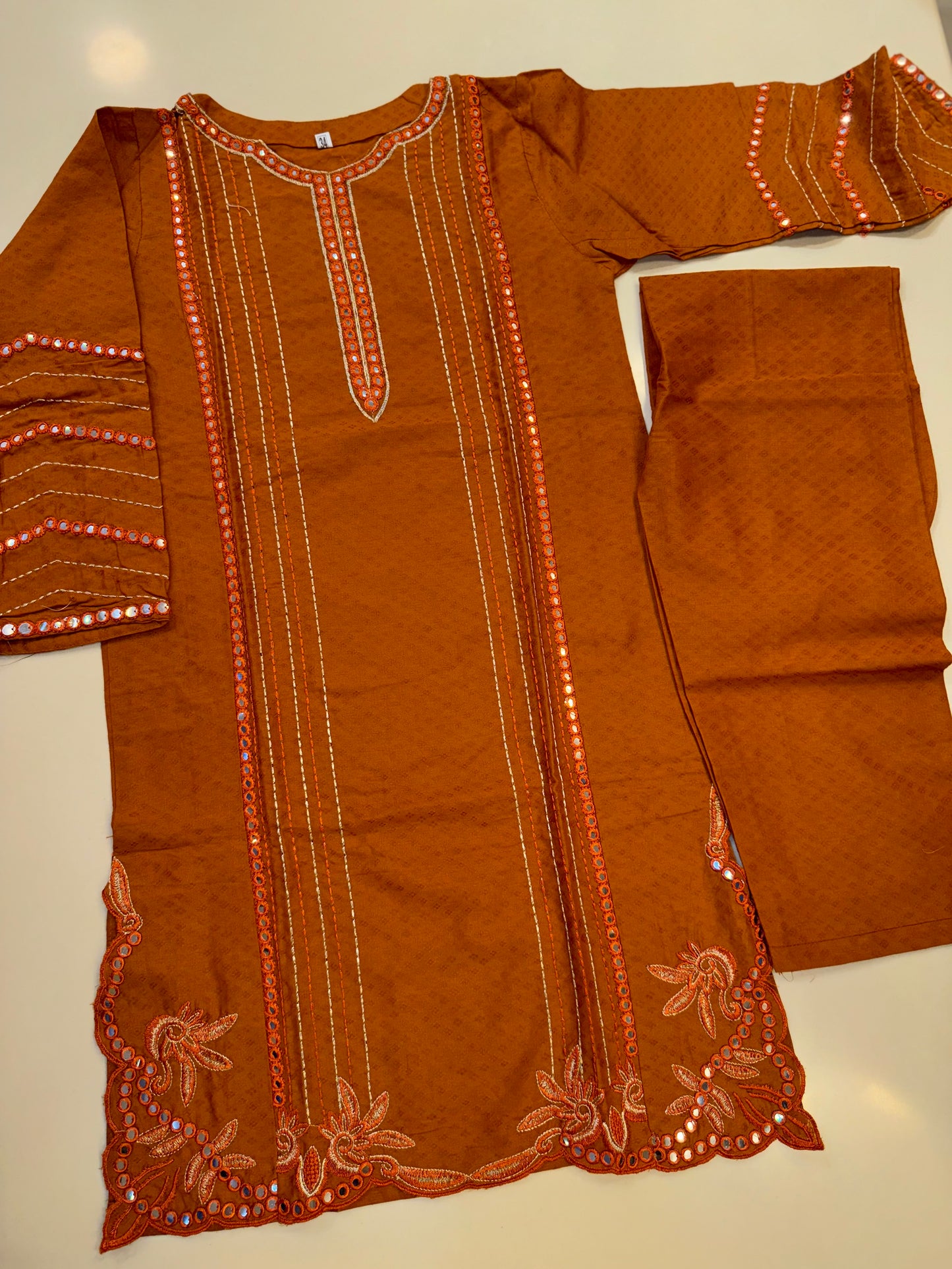 Self Lawn Embroidered 2 Pc Suit For Girls
