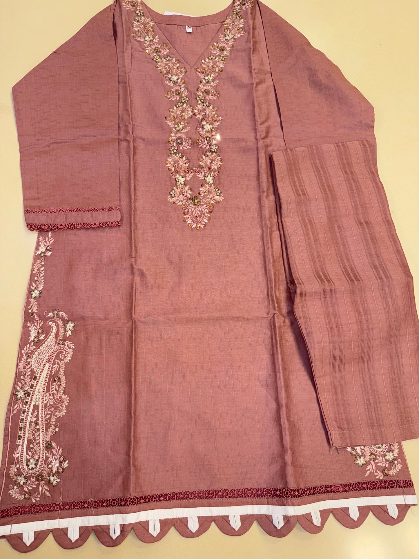 Self Lawn hand Embroidered 2 Pc For Girls D#1034