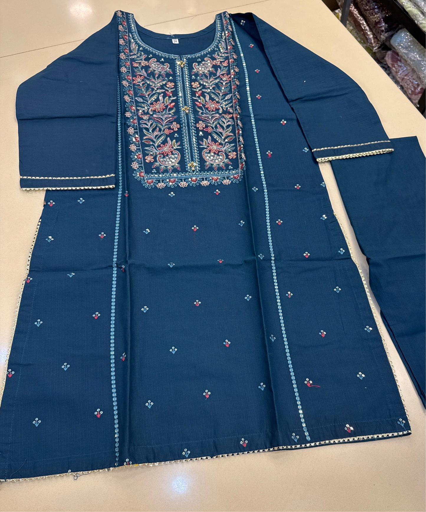 Self Lawn Embroidered Stitch 2 Pc Suit D#1033