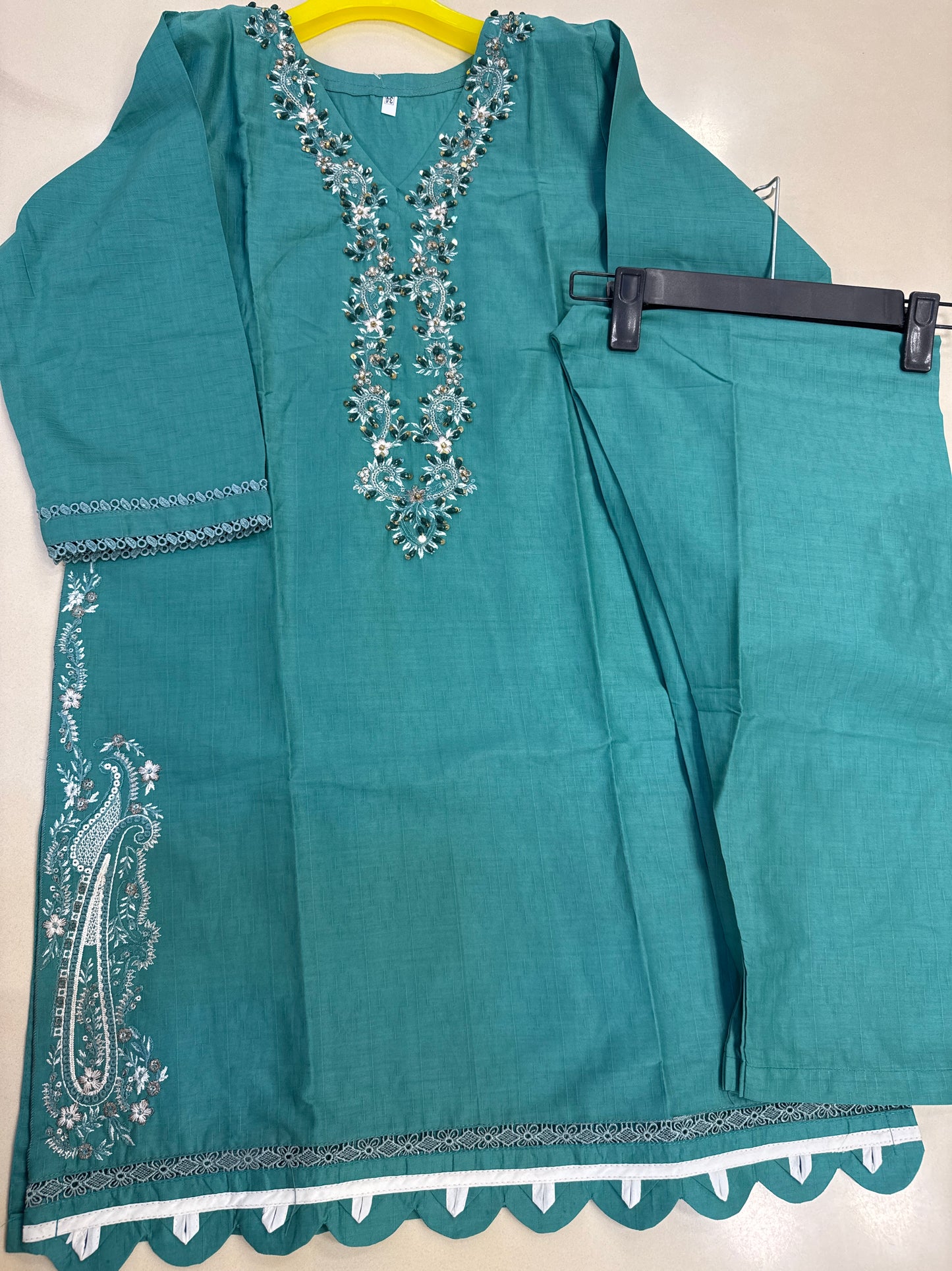 Self Lawn hand Embroidered 2 Pc For Girls D#1034