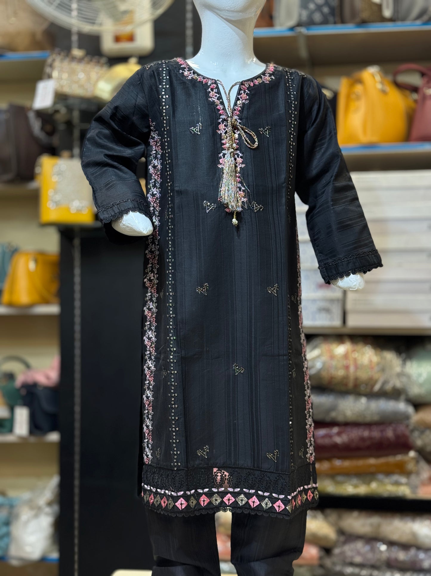 Self Lawn Embroidered 2 Pc Suit For Girls