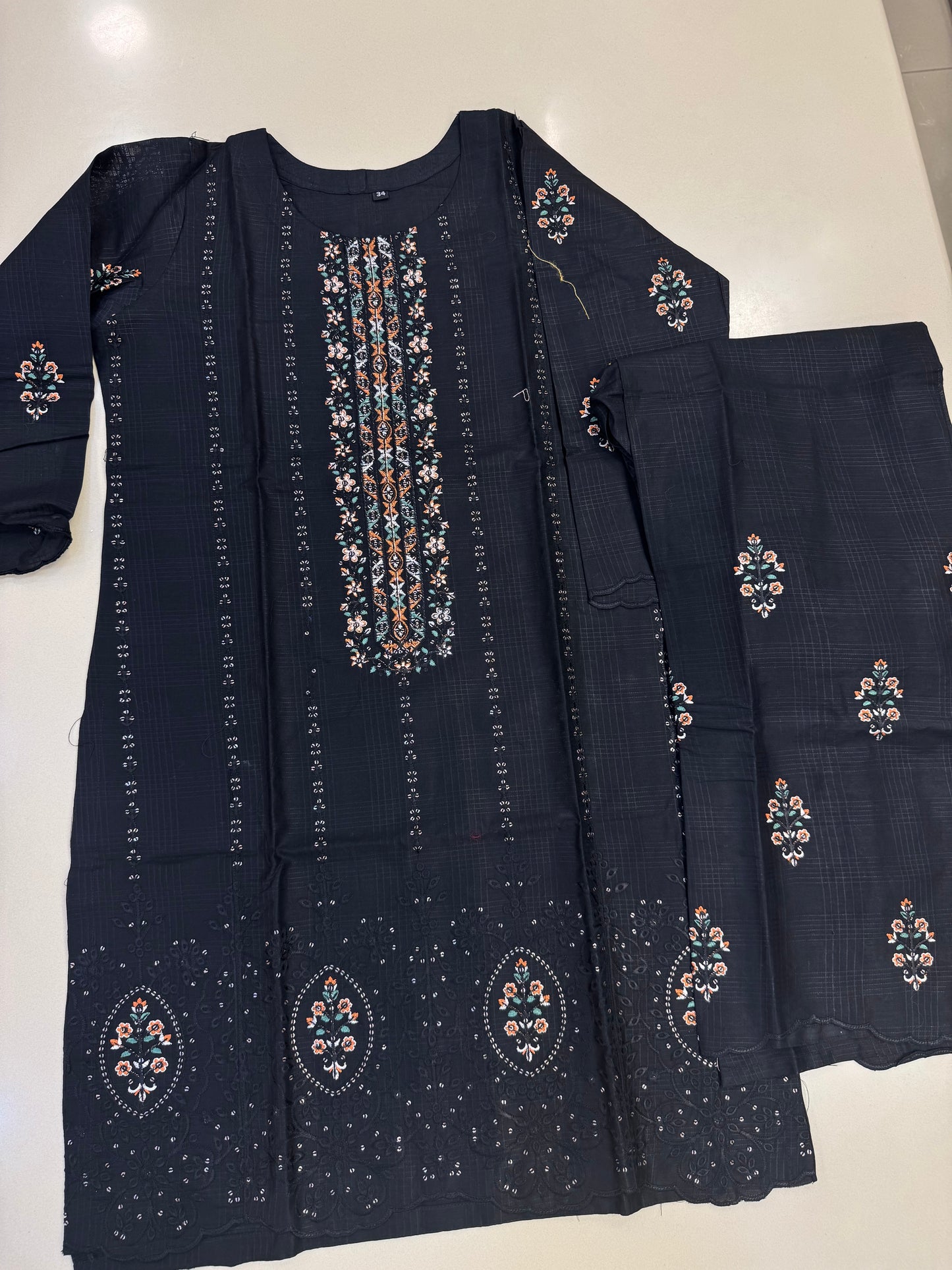 Self Lawn Embroidered 2 Pc Suit For Girls