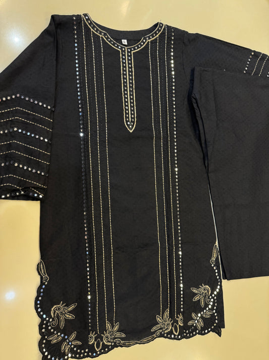 Self Lawn Embroidered 2 Pc Suit For Girls