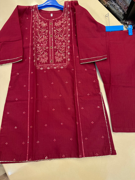 Self Lawn Embroidered Stitch 2 Pc Suit D#1033
